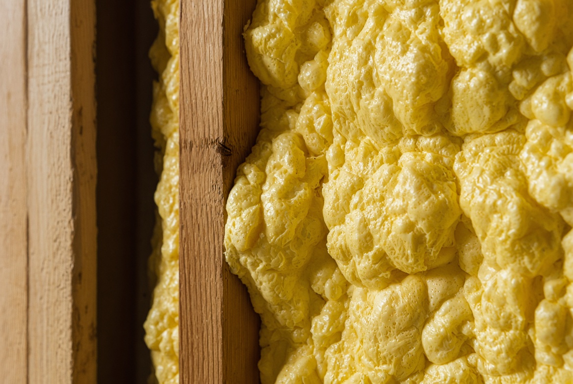 Close-up of closed-cell spray foam